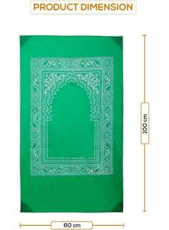 Noor Travel Friendly Pocket Portable Prayer Mat With Compass Qibla Finder Green 100 x 60cm  - Image 2