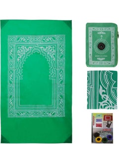 Noor Travel Friendly Pocket Portable Prayer Mat With Compass Qibla Finder Green 100 x 60cm  - Image 3
