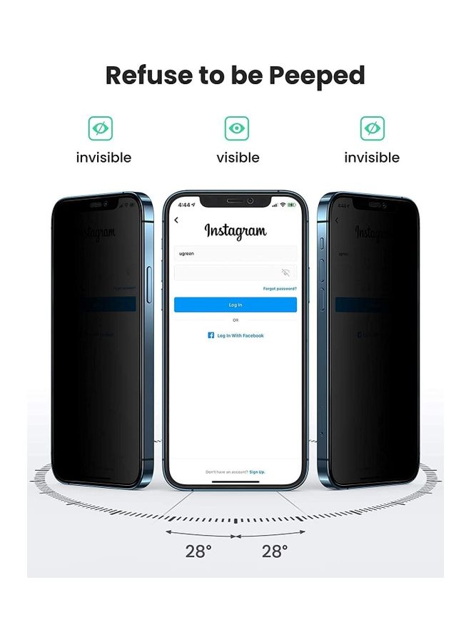 ICS Privacy Glass Screen Protector For iPhone 12 Pro Black - Image 2