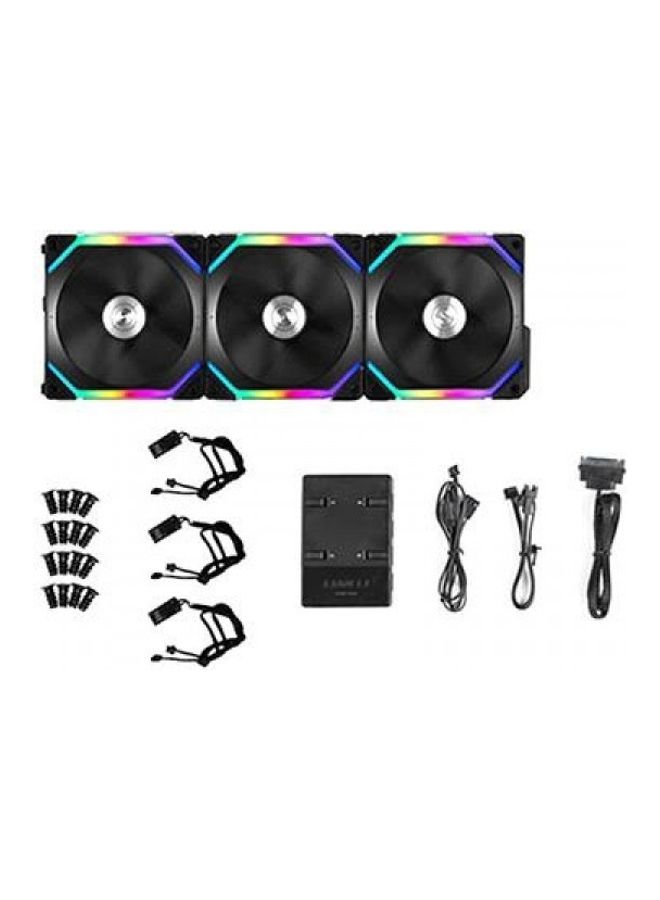 UNI Fan SL120 3 Pack Black-With Controller (ARGB 120mm LED PWM Daisy-Chain)