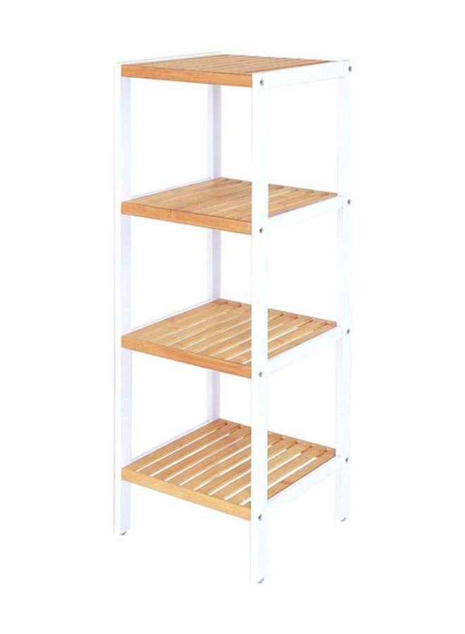 Roman Gifts 4-Tier Bamboo Shelf Utility Storage Rack Beige/White 37x37x110cm  - Image 1