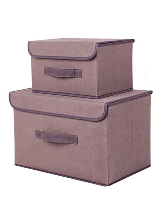 Deo King 2-Piece Foldable Cloth Storage Box Brown  - Image 1