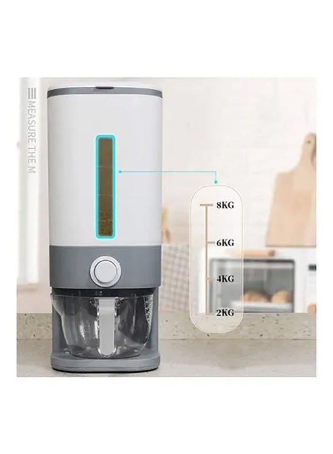 Rice Storage Container Dispenser With Lid Automatic Tank White/Blue 41 x 17 x 34cm - Image 2