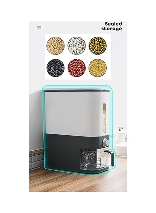 Rice Storage Container Dispenser With Lid Automatic Tank White/Blue 41 x 17 x 34cm - Image 3