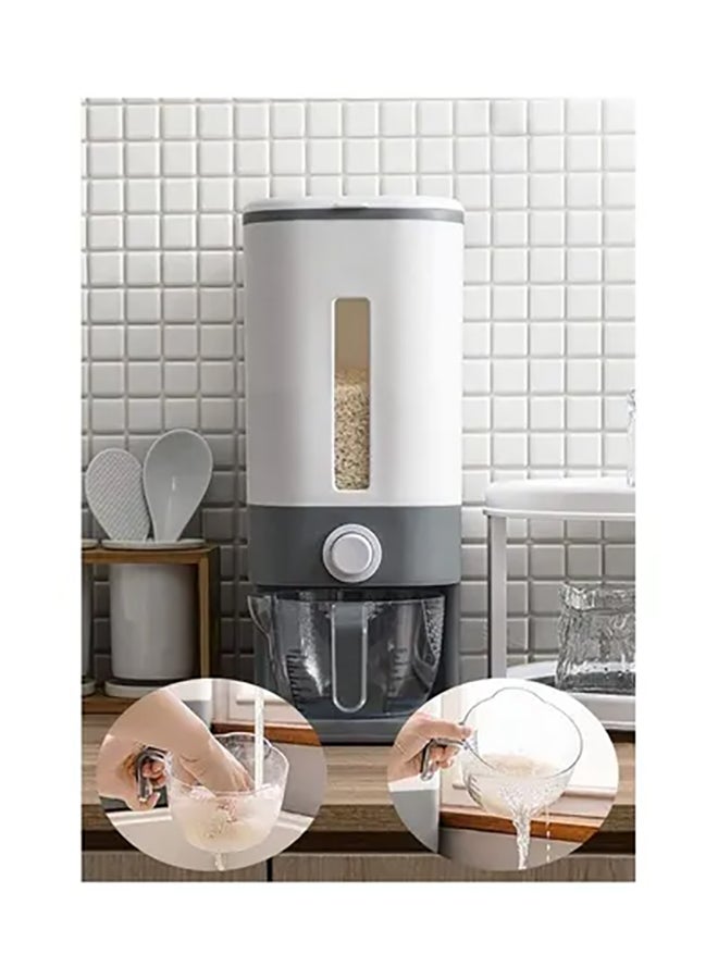 Rice Storage Container Dispenser With Lid Automatic Tank White/Blue 41 x 17 x 34cm - Image 5