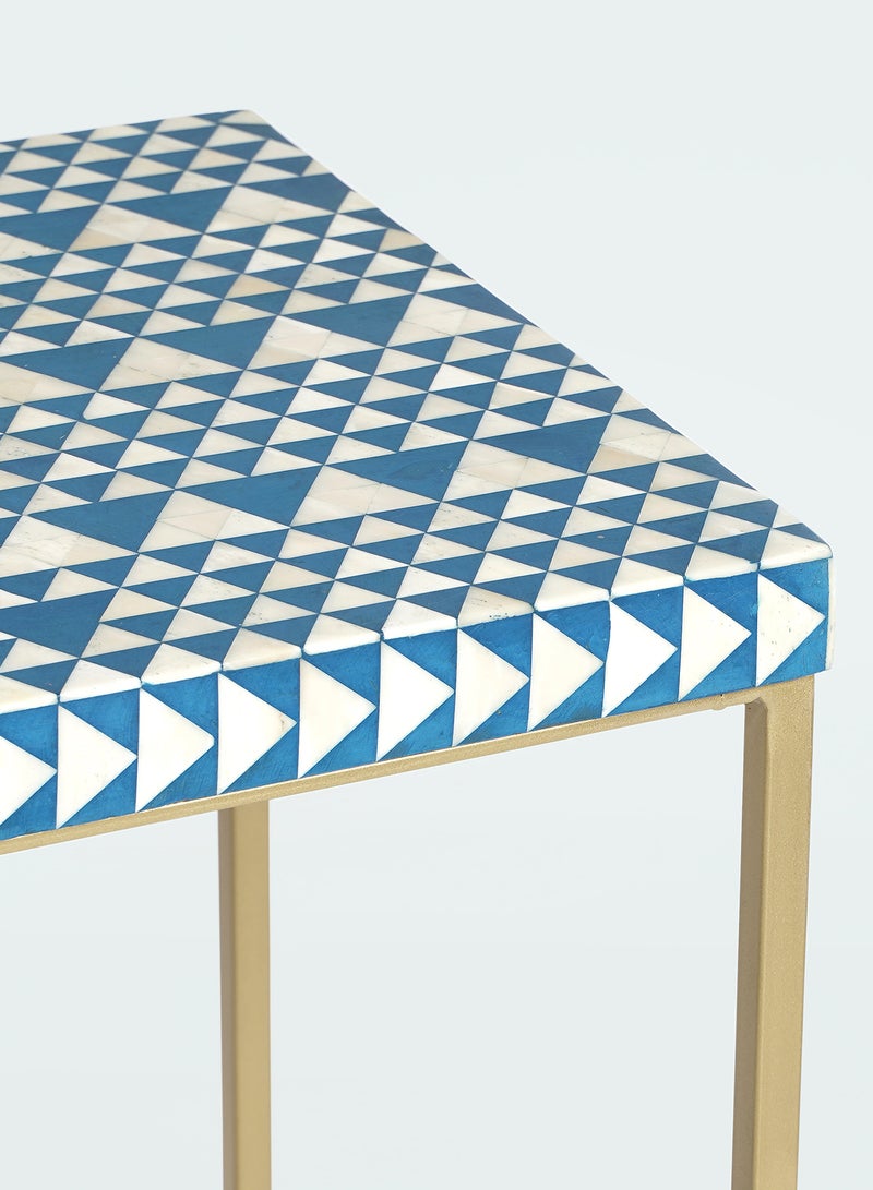 ebb & flow - Side Table Luxurious - In Gold/Blue Bone Inlay - Used Next To Sofa As Coffee Corner Gold/Blue - Image 1