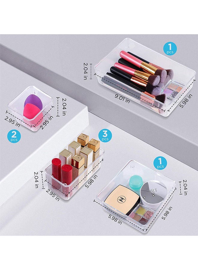 Generic 7-Piece Desk Drawer Organizer Trays Clear 24x17x12.5cm  - Image 2