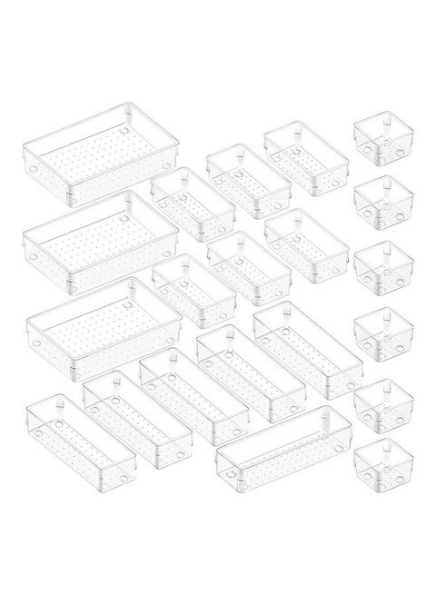 21-Piece Desk Drawer Organizer Trays Clear 25x25x19.5cm