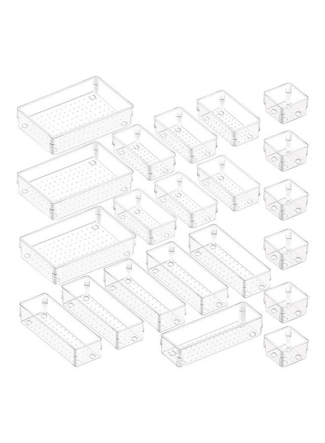 Generic 21-Piece Desk Drawer Organizer Trays Clear 25x25x19.5cm  - Image 1