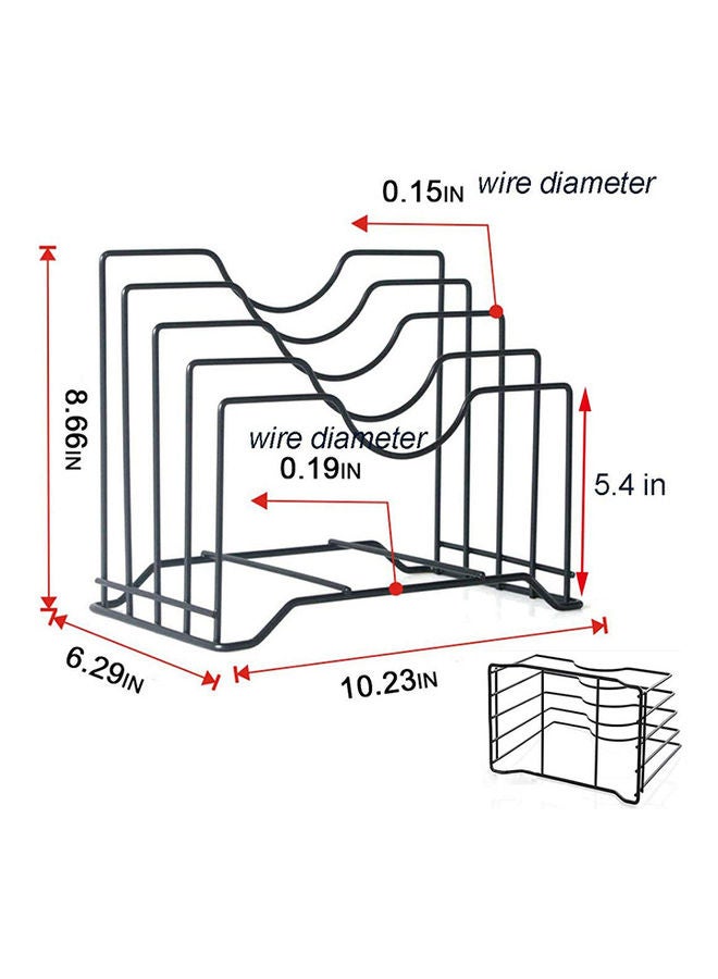 رف منظم للمقالي وأغطية الأواني متعدد الأغراض أسود 26 X 16.5 X 22سم - Image 2