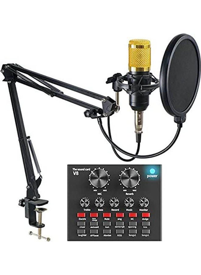 V8 Sound Card With Bm-800 Condenser Microphone B096RTWPYJ Black - Image 2