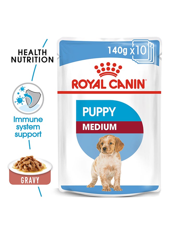 ROYAL CANIN Health Nutrition Medium Puppy Wet Food Pouches 140g Pack Of 10  - Image 2
