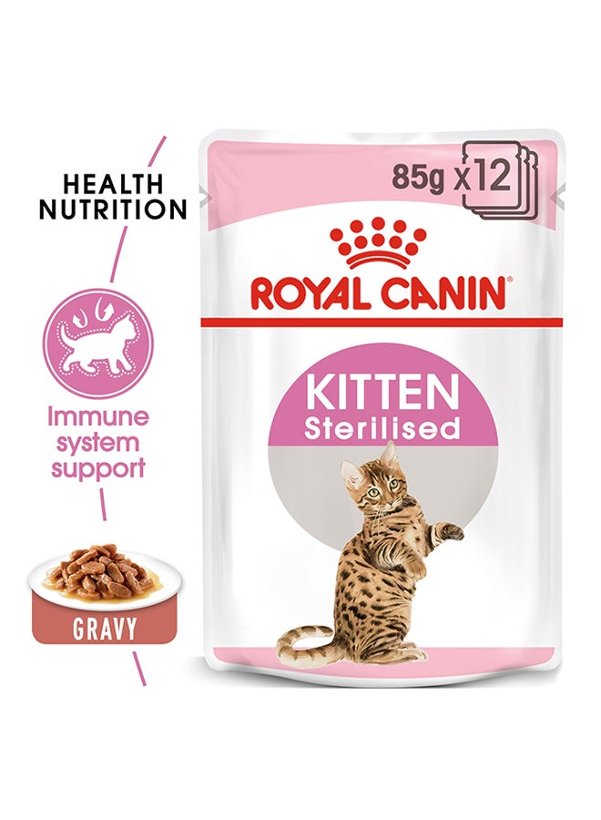 ROYAL CANIN Feline Health Nutrition Kitten Sterilisedgravy Wet Food Pouches 85g Pack Of 12  - Image 2
