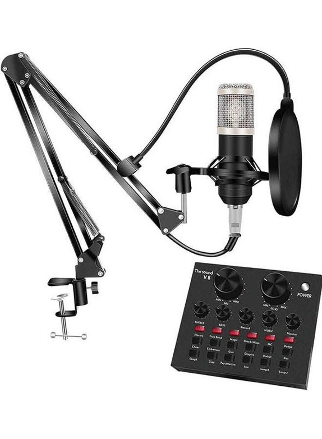 V8 Sound Card With Bm-800 Condenser Microphone B096D6MHW2 Black
