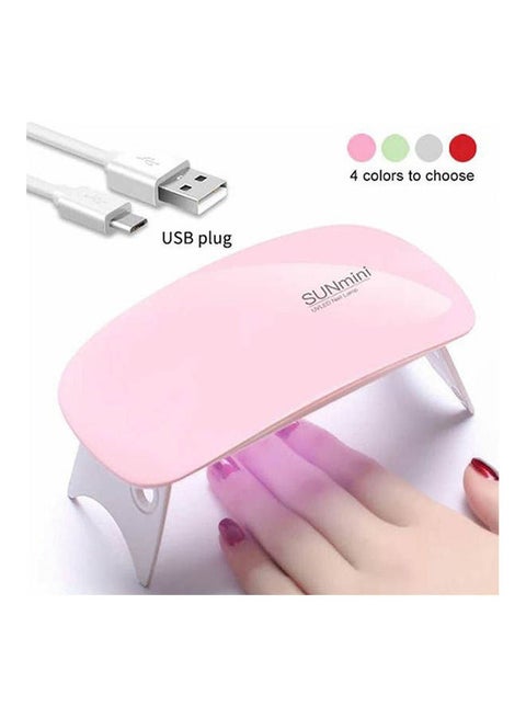 Mini Nail Drying Lamp, 6W Portable UV LED Nail Dryer USB Polish Based Gel Curing Lamp with 45s / 60s Timer Setting Pink