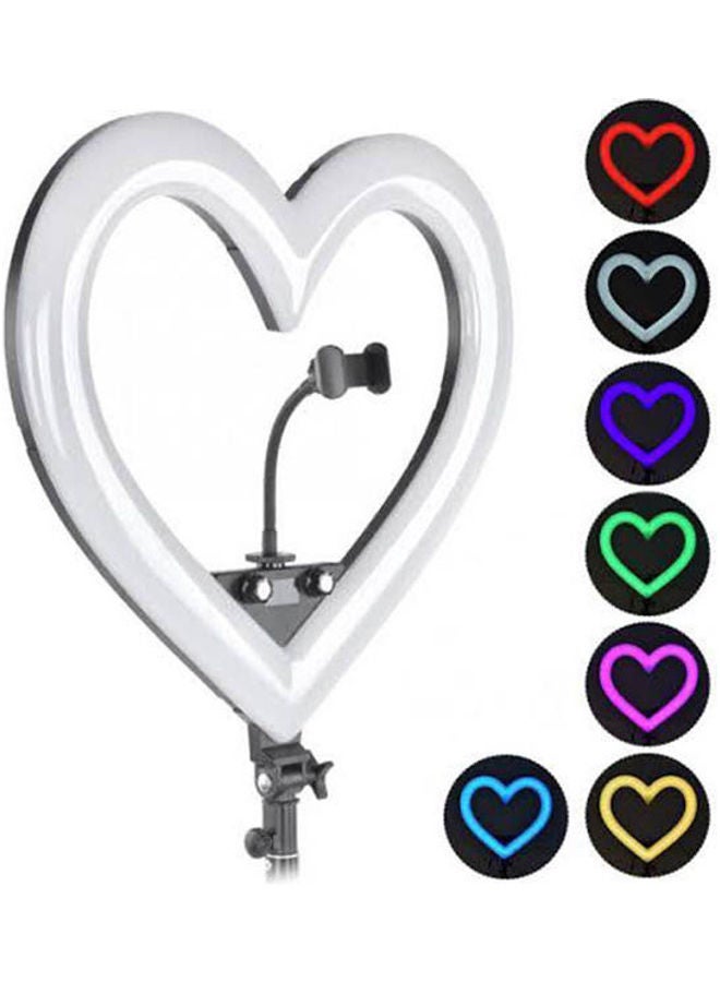 Selfie Ring Light with Stand Tripod, Heart Shape LED Selfie Light, USB Dimmable Beauty Desk Light for Cell Phone White