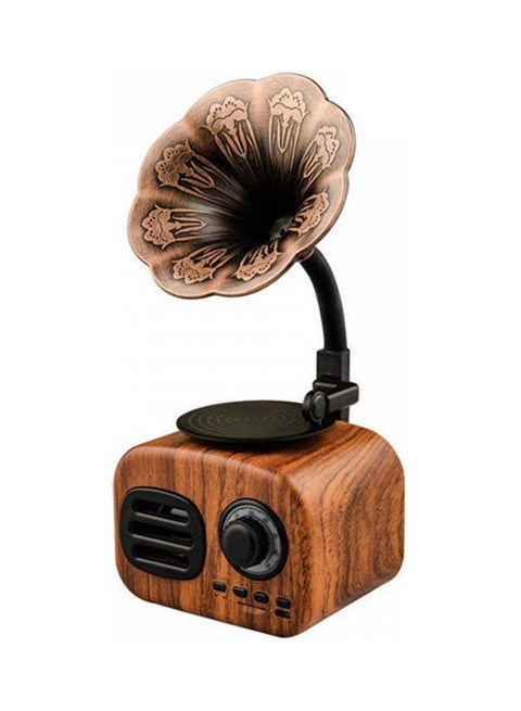 Radio Bluetooth Speaker Portable Mini Wireless Gramophone Speaker Music Subwoofer Support Tf Card Playback Brown
