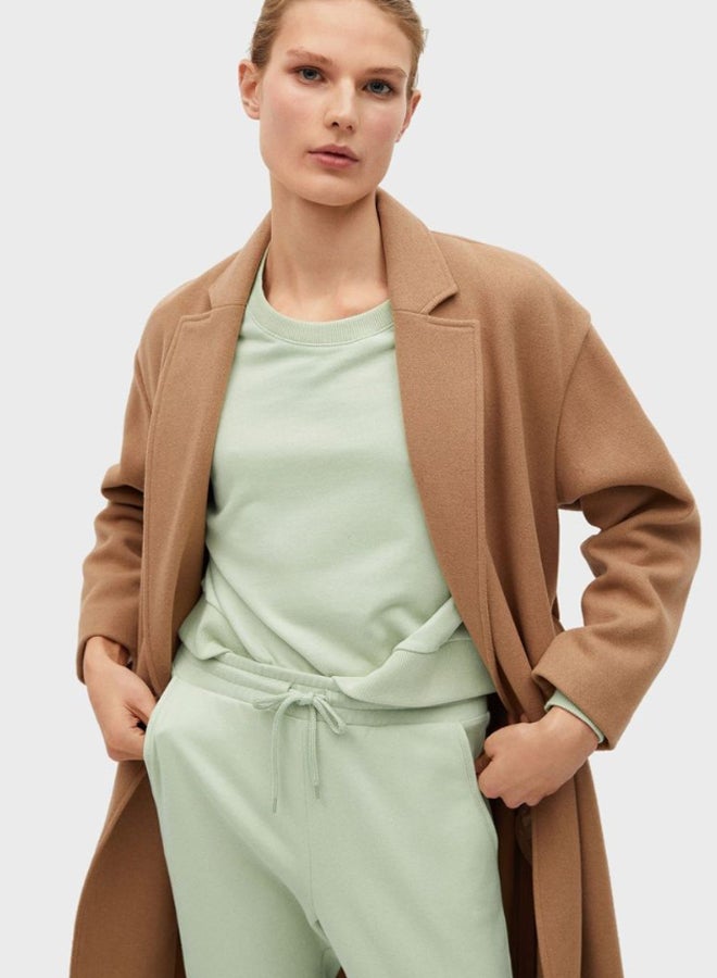 MANGO Elasticated Waist Cuffed Sweatpants Pistachio Green  - Image 4