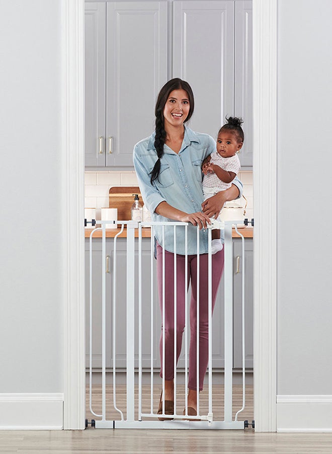 Easy Step Extra Tall Adjustable Baby Quick Install Auto Close - White