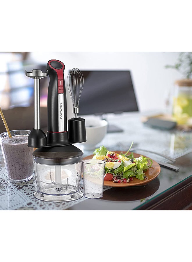 DAEWOO - Stainless Steel Stem Hand Blender With Chopper And Whisk 3-in-1 400W Korean Technology DHB1540 Black - Image 1