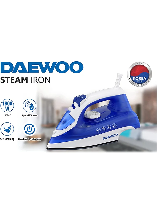 DAEWOO Steam Iron With Self Clean Function, Korean Technology 250.0 ml 1800.0 W DSI2019DB Dark Blue