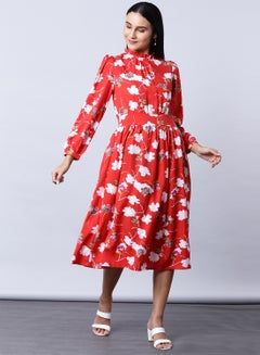 Floral Print Midi Dress Multicolour