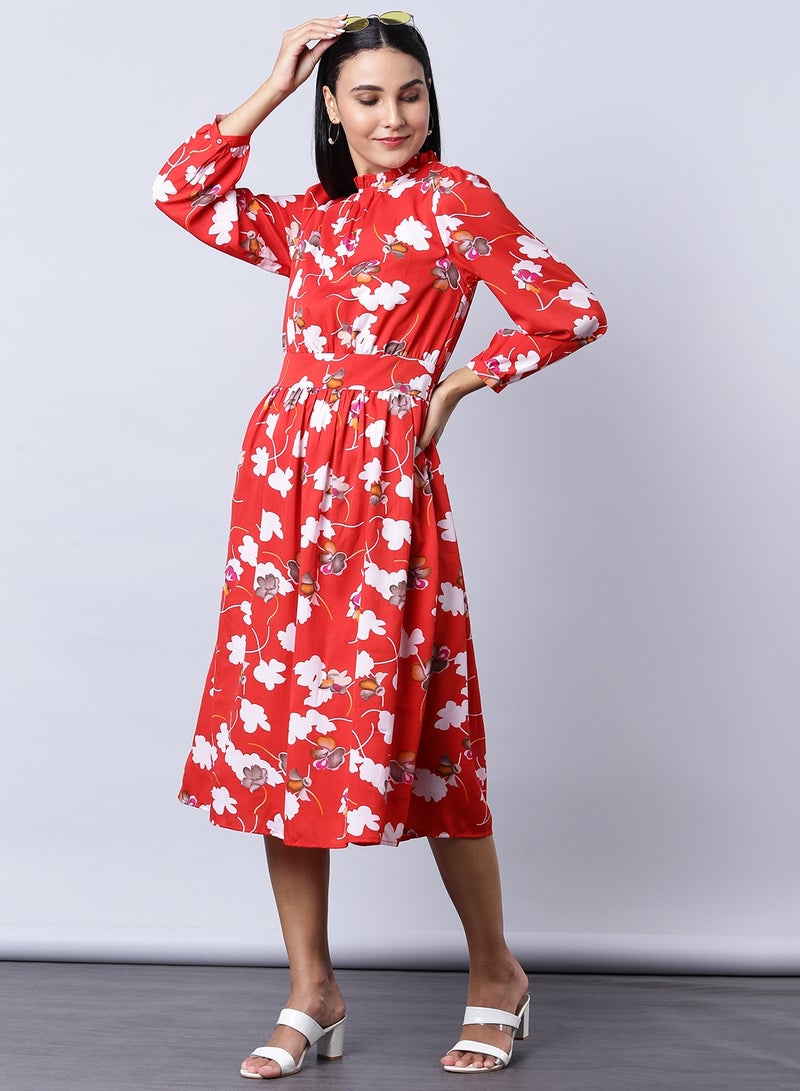 Aila - Floral Print Midi Dress Multicolour - Image 1