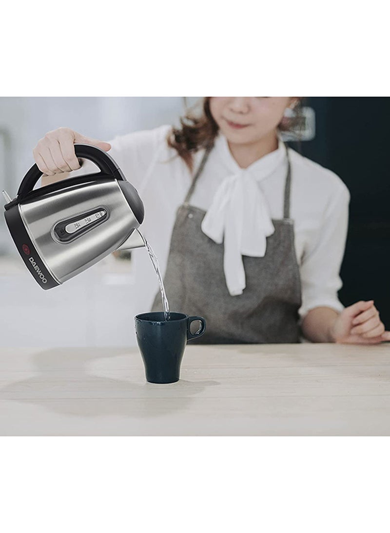 DAEWOO - Electric Kettle With Stainless Steel Body 1.7 Liters 1850W Korean Technology 1.7 L 2200 W DEK1588 Silver - Image 1