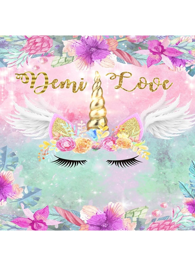 مي فازا خلفية تصوير أستوديو لمشهد يونيكورن لحفلة عيد ميلاد 150x210 سم متعدد الألوان - Image 1