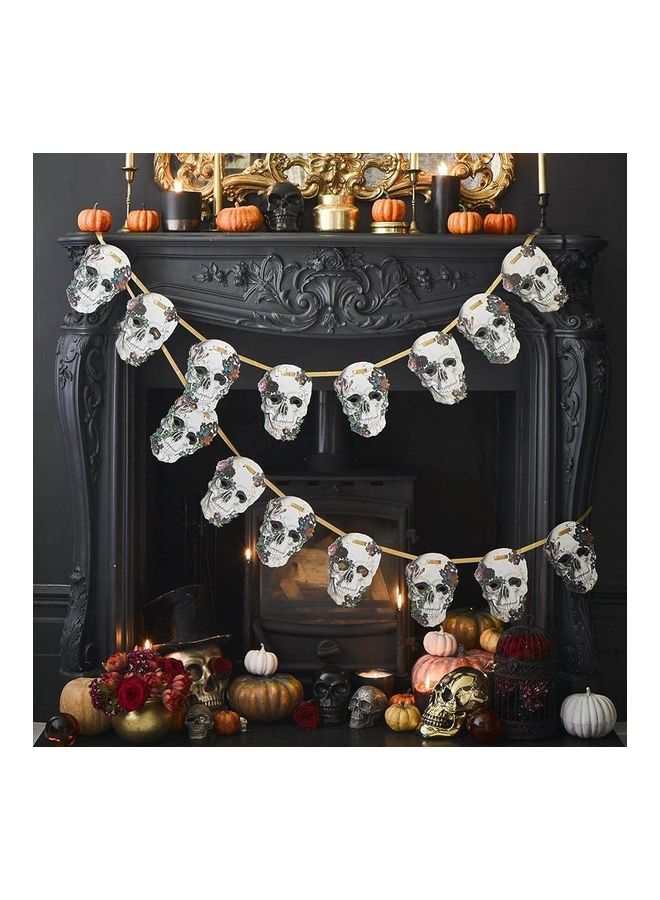 Party Time Skull Design Paper Banner Garland Set  - Image 3