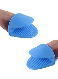 AIWANTO 2-Pair Heat Resistant Mini Pinch Mitts Silicone Gloves Red/Blue 8.5X11X8.5cm  - Image 2