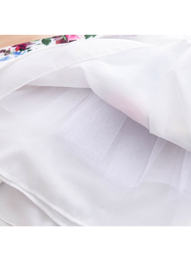 بيبي كلو فستان بقصة حرف A مزين بطبعة زهور مع عقدة فيونكة أبيض - Image 4