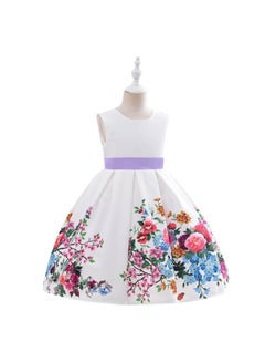 Floral Print A-Line Dress With Bow White - v1632728915/N51016486V_1