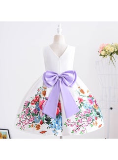 Floral Print A-Line Dress With Bow White - v1632728915/N51016486V_2