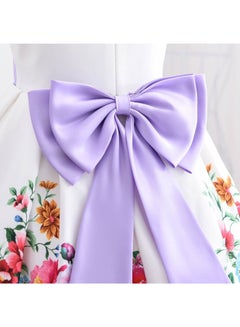 Floral Print A-Line Dress With Bow White - v1632728915/N51016486V_5