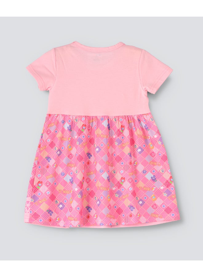babyqlo One Shoulder Printed Spaghetti Dress With Attached T-Shirt Pink  - Image 2