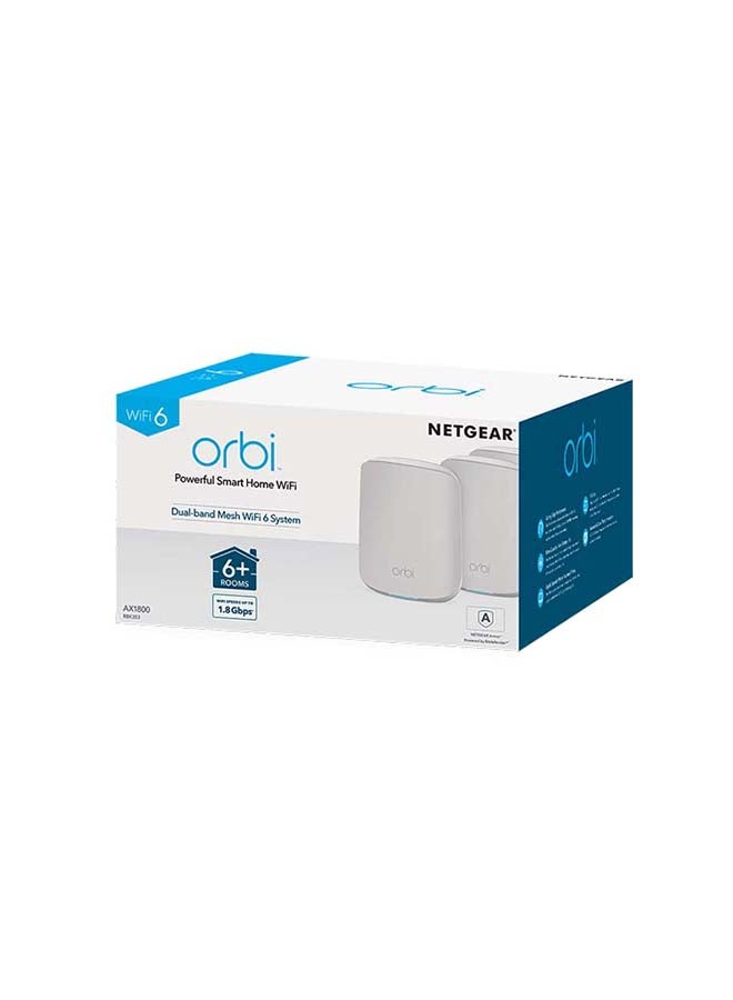 NETGEAR - Orbi Mesh Wifi System (Rbk353)|Wifi 6 Mesh Router With 2 Satellite Extenders|Wifi Mesh Whole Home Dual Band Coverage Up To 3,750 Sq. Ft. And 30 Devices | Ax1800 Wifi 6 (Up To 1.8 GBps) White - Image 1