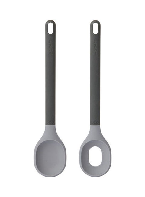 Set Of 2 Salad Servers Silicone Grey 30.5cm
