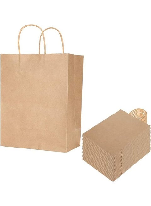12-Piece Paper Bags With Twisted Handles Brown