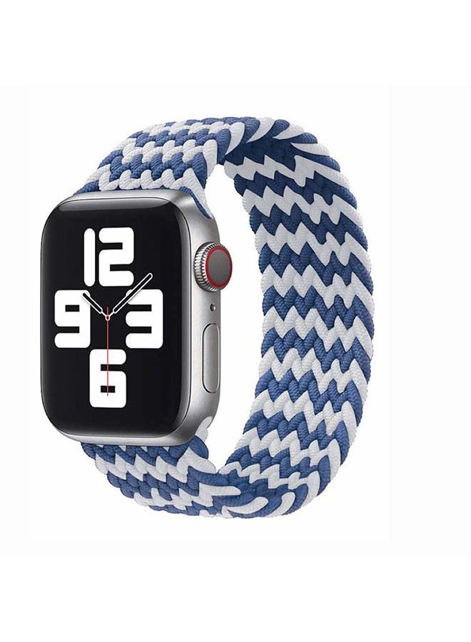 Perfii - Braided Solo Band For Apple Watch Series 6/SE/5/4/3/2/1 44/42mm Blue/White - Image 1