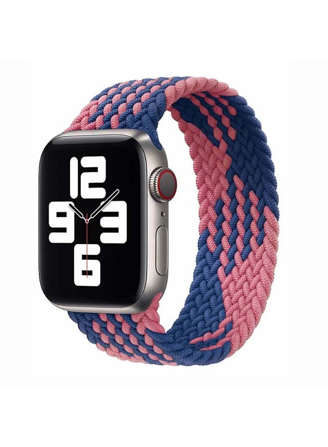 Perfii - Braided Solo Band For Apple Watch Series 6/SE/5/4/3/2/1 44/42mm Blue/Pink - Image 1