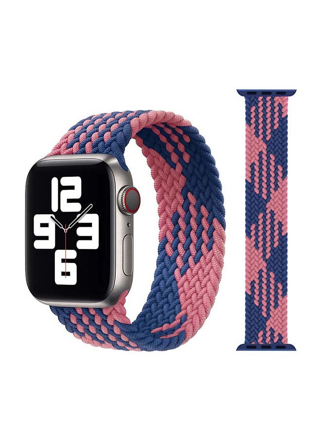 Perfii - Braided Solo Band For Apple Watch Series 6/SE/5/4/3/2/1 44/42mm Blue/Pink - Image 1