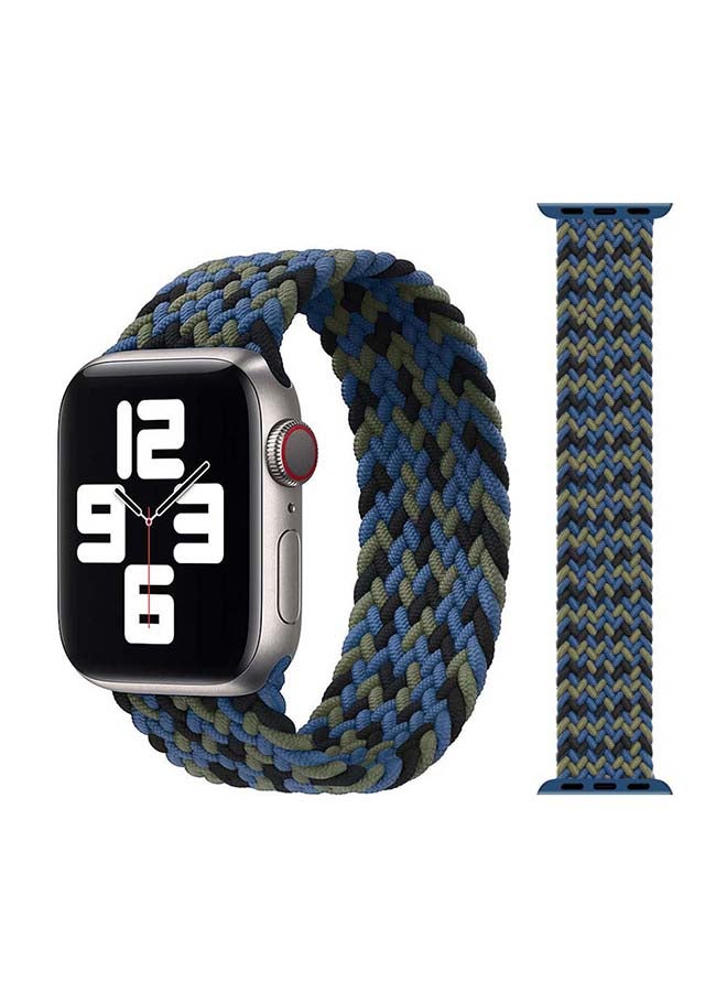 Perfii - Braided Solo Band For Apple Watch Series 6/SE/5/4/3/2/1 44/42mm Blue Camouflage - Image 1