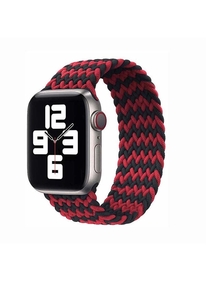 Perfii - Braided Solo Band for Apple Watch Series 1/2/3/4/5/6/SE 44/42mm Black/Red - Image 1