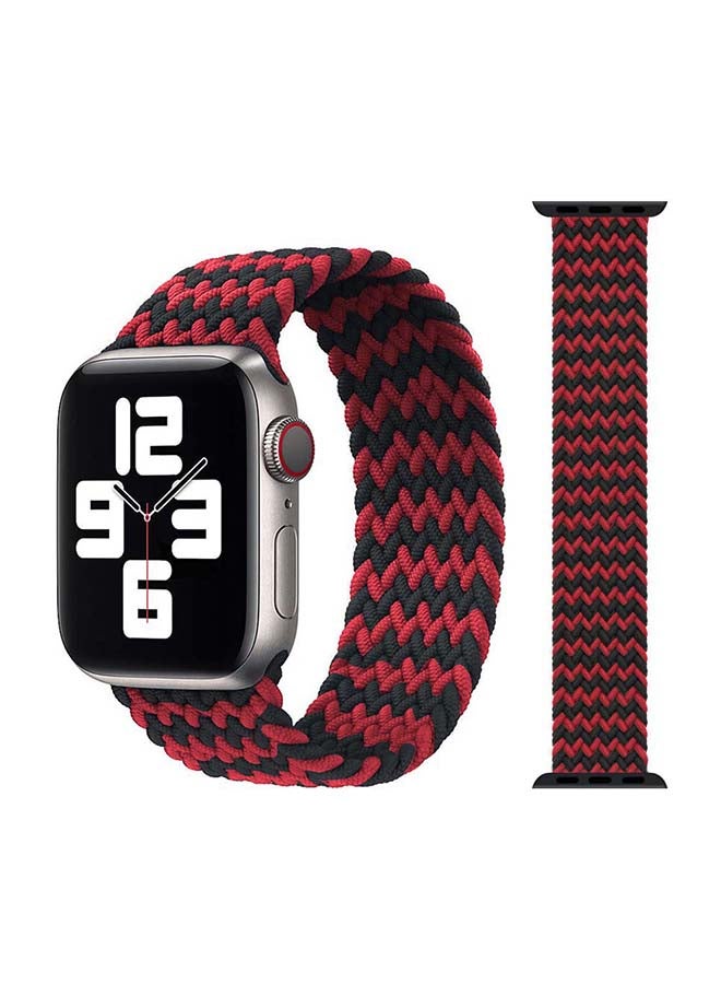 Perfii - Braided Solo Band for Apple Watch Series 1/2/3/4/5/6/SE 44/42mm Black/Red - Image 1