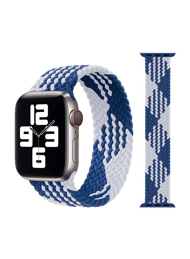 Perfii Braided Solo Band for Apple Watch Series 1/2/3/4/5/6/SE 44/42mm Blue/White - Image 1