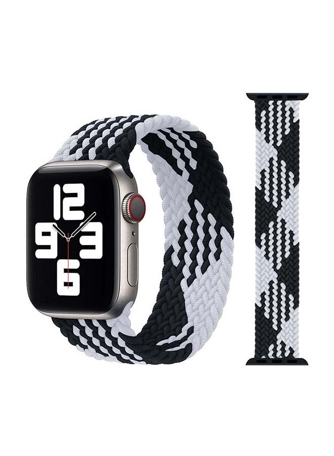 Perfii - Braided Solo Band for Apple Watch Series 1/2/3/4/5/6/SE 44/42mm Black/White - Image 1
