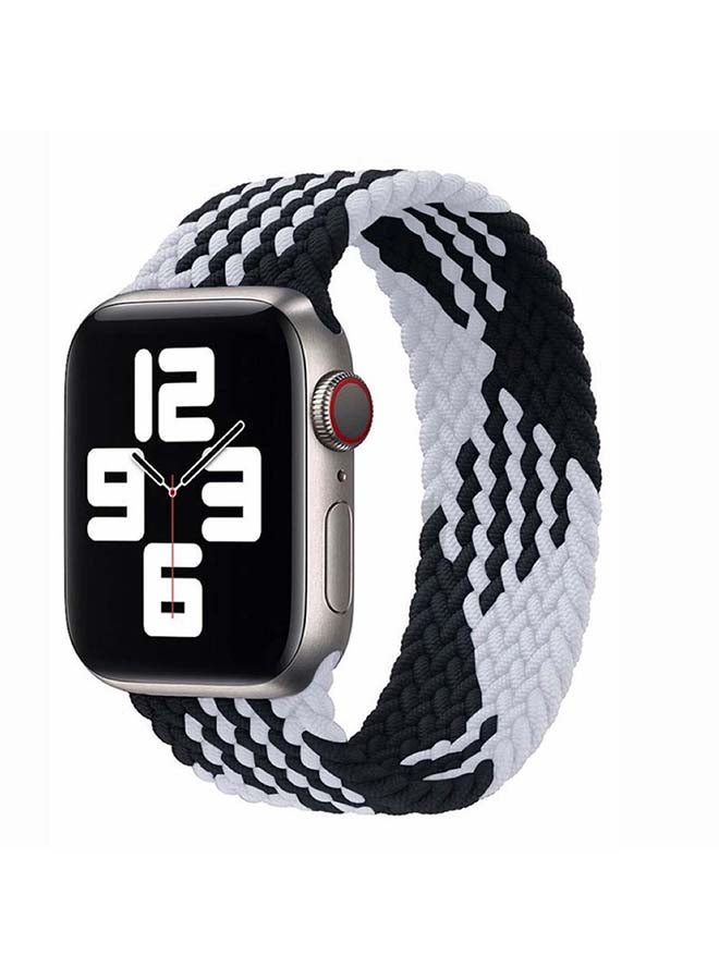 Perfii - Braided Solo Band for Apple Watch Series 1/2/3/4/5/6/SE 44/42mm Black/White - Image 1