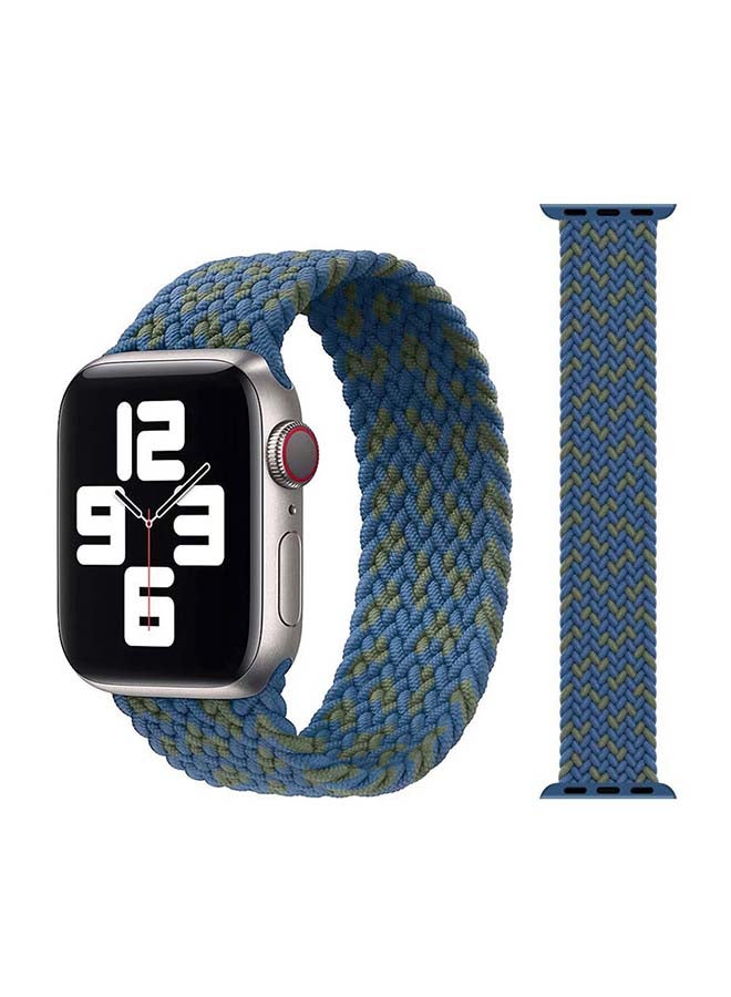 Perfii - Braided Solo Band for Apple Watch Series 1/2/3/4/5/6/SE 44/42mm Blue/Green - Image 1