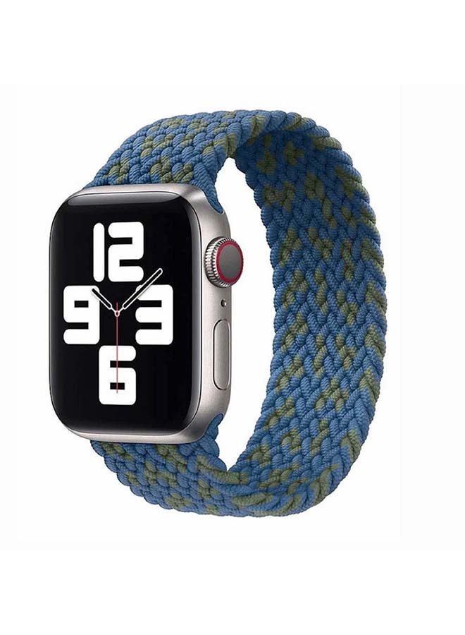 Perfii - Braided Solo Band for Apple Watch Series 1/2/3/4/5/6/SE 44/42mm Blue/Green - Image 1